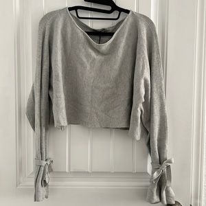 ZARA NWT Tie Sleeve Cropped Knit Sweater